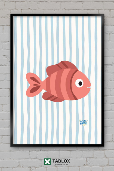 TABLOX Desen minimalist cu pești pentru camera copiilor, tablou decorativ din...