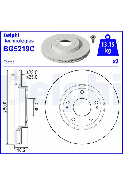 DELPHİ Disc Frana Hyundai Elantra 7 Limuzina/Kona Kia Niro 2 2020-2023