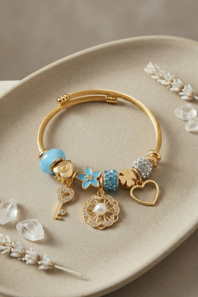 Mega Bazaar Blue Charmlı Model Women's Bracelet