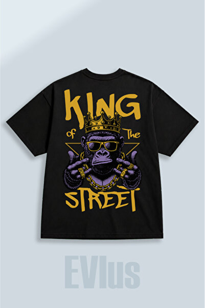 EVIus Oversize King of the Street T-shirt με στάμπα, 100% βαμβακερό, με λαιμό...