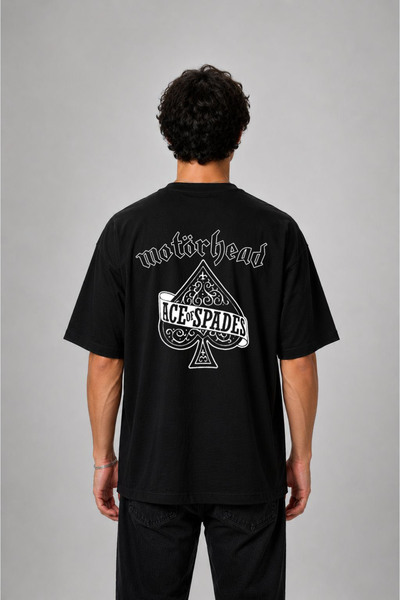 cesita Motörhead Printed Oversize Cotton Black T-Shirt