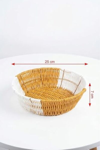 Yıldızan Meala Kozmetik Store Round Double Color Plastic Rattan Basket, Multi...