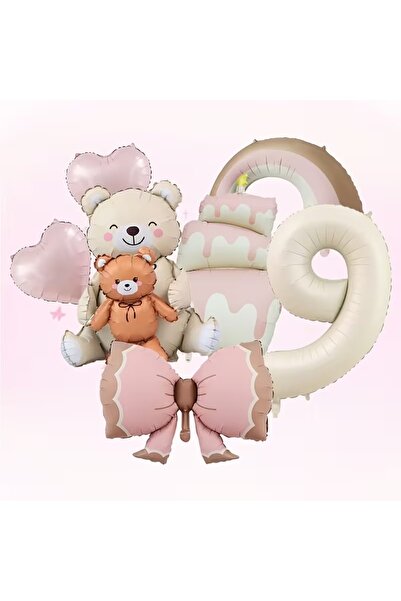 ÇITIPITISTORE Sitting Bear with Cub Rainbow Cake Foil Balloon Birthday Party ...