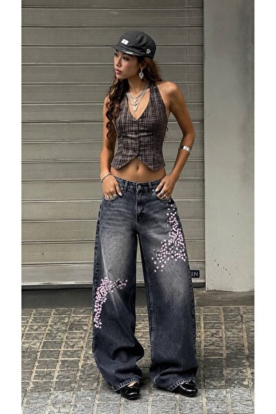 DENİKK TREND Y2K STREET WEAR ΕΙΔΙΚΗΣ ΣΧΕΔΙΑΣΗΣ ΤΖΙΝ ΠΑΝΤΕΛΟΝΙ ΠΑΛΑΤΖΟ ΜΕ ΚΕΝΤ...