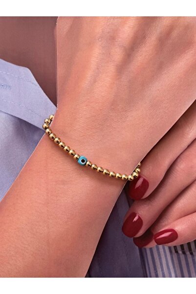 zadenza gold Hematite Bracelet with Natural Stone Ceramic Evil Eye Beads