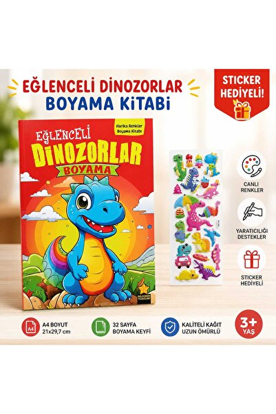 Genel Markalar Dinozor Boyama Kitabı Çocuklar İçin Eğitici ve Eğlenceli Boyam...
