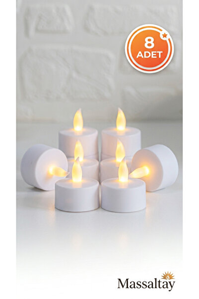 Massaltay Beyaz LED Tealight Mum Pilli Alevsiz Dekoratif Mum | Doğum Günü, Dü...