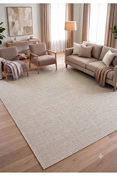 VEJA HOME Hasır Koleksiyonu Krem Doğal Jüt Görünümlü Salon Mutfak Halısı Ve Y...