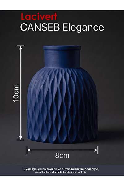 CANSEB Elegance Premium - Lacivert - Dalgalı Dekoratif Vazo - 10x8cm - El Boy...
