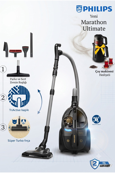 Philips Marathon 899 W Turbo Başlıklı Toz Torbasız Süpürge + Hassas Mutfak Ta...