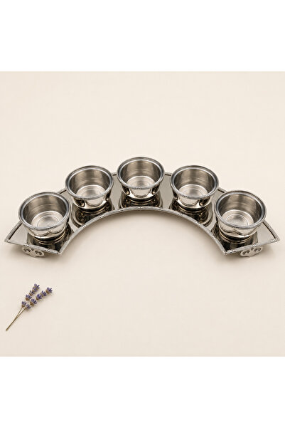 Alakhmas 6-Piece Crescent Moon Shape Serving Tray Set in Shiny Silver Color f...