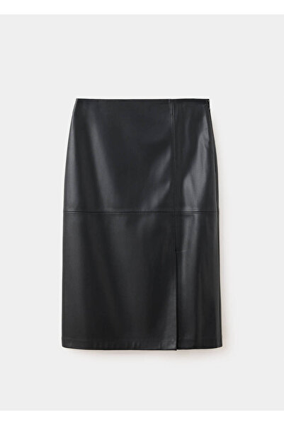MANGO Woman Faux-leather straight skirt
