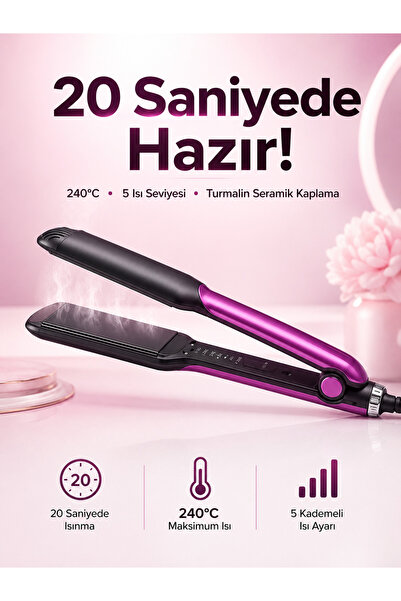Lisinya Hair Straightener with Heat Adjustment, Ceramic Coating, Rotating Cor...