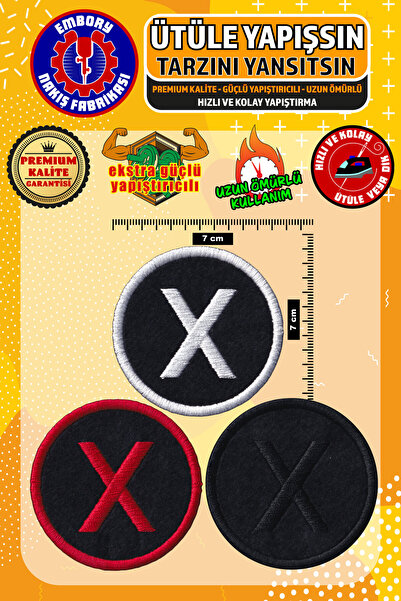 Embory Iron-On Embroidered Patch, Letter X (3 Pcs) Iron-On Embroidery Woven A...