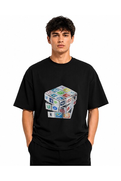Inscriptie Ουνισέξ Βαμβακερό T-shirt Υψηλής Ποιότητας  "Κύβος Μέσων Κοινωνική...