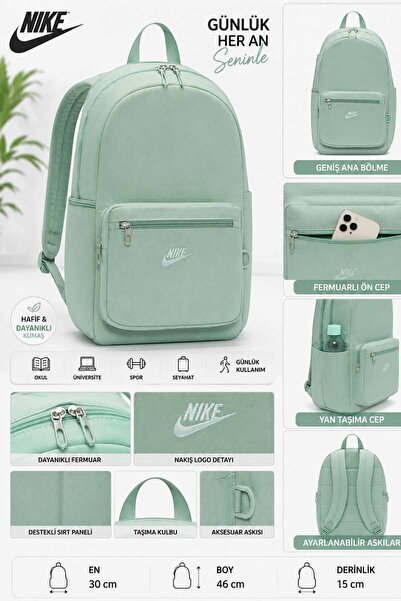 Nike Backpack Green 30X46X15 cm Daily School Laptop Travel Unisex Bag Nk-9001