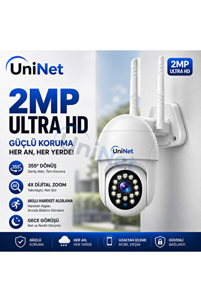 uninet Ultra HD Dönebilen Dış Mekan WiFi Güvenlik Kamerası 4X Dijital Zoom Ge...