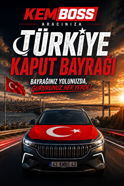 KEMBOSS Türkiye Kaput Bayrağı 130x160 cm - Universal Lastikli Araç Kaput Bayr...