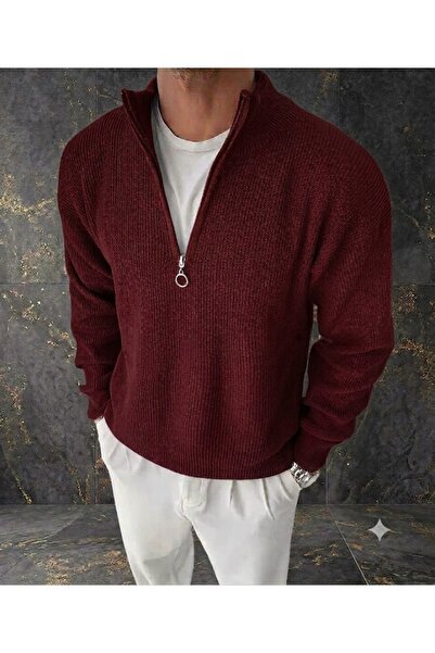 zs zaos fashion Men's Winter Thick 100% Cotton Stand-Up Collar Sweater Basic ...