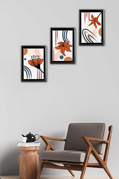 Tilki Dünyası 3-Piece A4 Black Frame Set Bohemian - Decorative Black Aluminum...