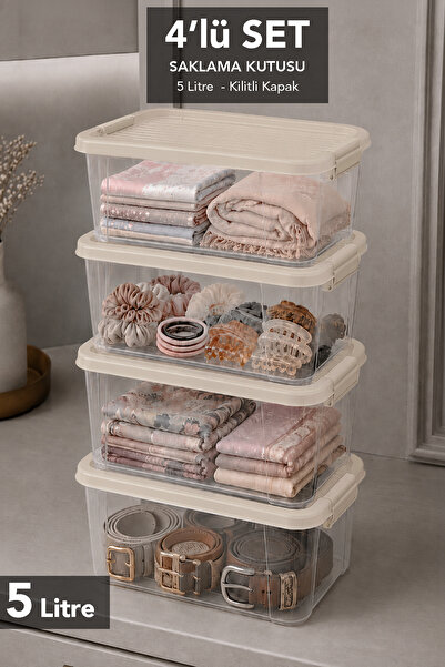 Meleni Home 4-Piece Storage Box - Multi-Purpose Organizer Storage Box with Lo...