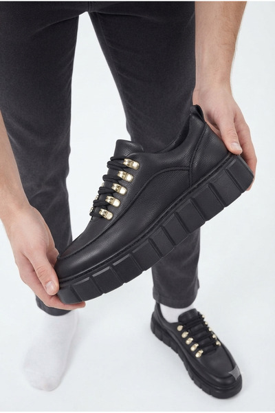Zerenyus Zrk-X10 High Quality Thick Sole Black Daily Men's Casual Shoes