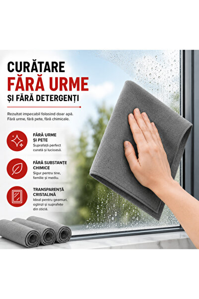 TnsAround Lavete magice din microfibră pentru ferestre și oglinzi, Set de 3 bucăți, 30 x 40 cm