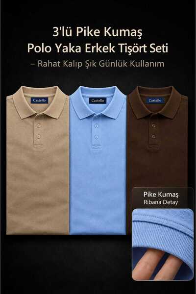 Castello Muški set od 3 delova: polo majica s kratkim rukavima | Lacoste tkan...