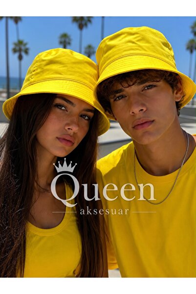 QUEEN AKSESUAR قبعة صياد صفراء اللون للجنسين، قبعة صياد صيفية واقية من الشمس