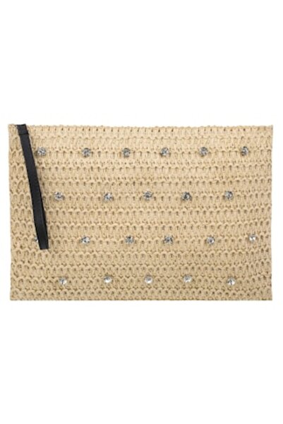 ivokid Trusă de machiaj bej cu model împletit, strasuri și mâner 32x22cm
