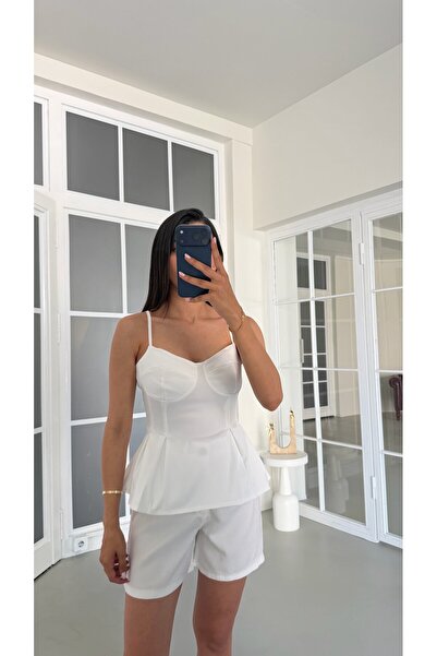 GAUS CO Beyaz Ayarlanabilir Askılı Likralı Korse GAUS-01719