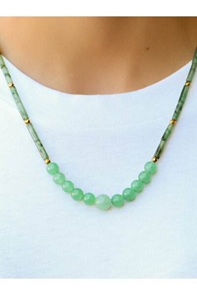 Esha Store Natural Stone Aventurine Hematite Natural Stone Women's Necklace E...