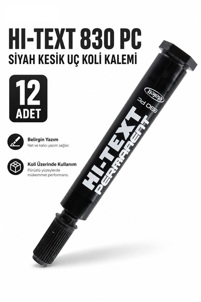 DolphFin Hi-Text 830 Pc Black Cut Tip Parcel Pen 12'Li Package