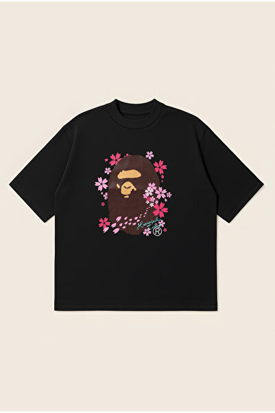 Moon Dancer Bape Tokyo Flowers Printed Oversize Boxy Cut Unisex 100% Cotton T...