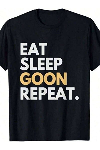 9JY قميص قطني مطبوع 180 جرام/متر مربع مع رسومات "Gooner Gooning Eat Sleep Goo...
