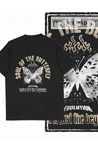 LİNA06 تي شيرت Coolmind X0122 Free As A Butterfly مصنوع من القطن بنسبة 100% ب...
