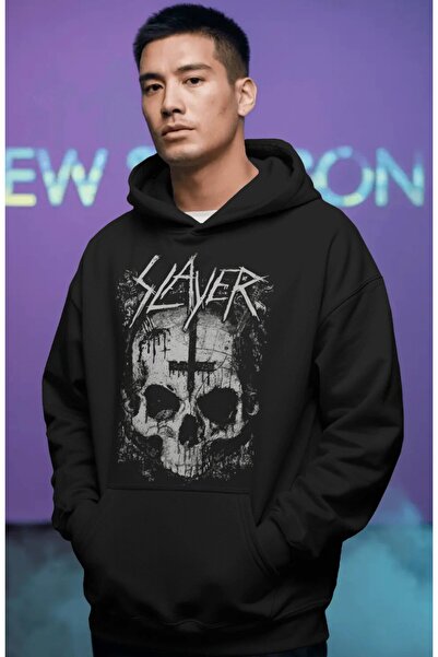 SEVBANO Hanorac premium oversize unisex cu imprimeu frontal Slayer Rock Metal...