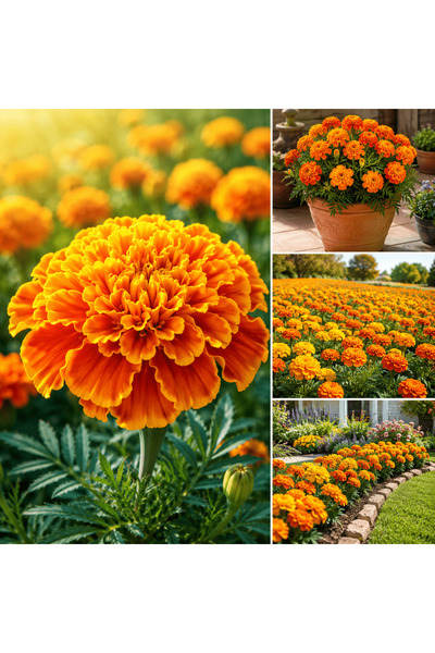 Bloom & Sow Seed بذور القطيفة البرتقالية - نبات زهري عشبي للزينة وطارد للآفات...