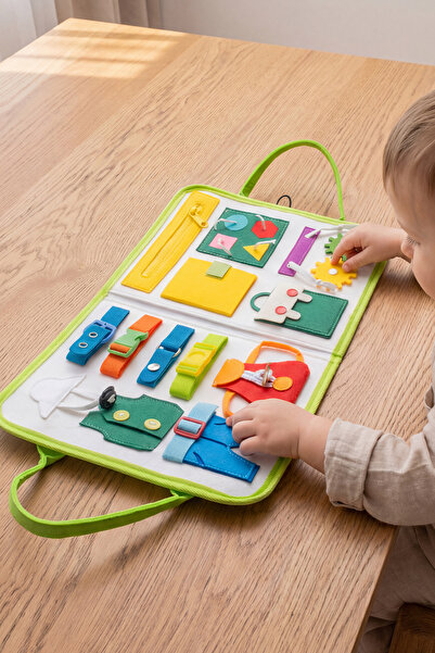 Eq deco Montessori Busy Board Keçe Aktivite Kitabı Eğitici Günlük Yaşam Aktiv...