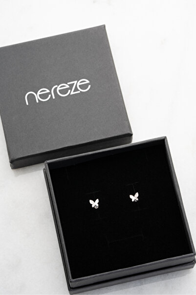 Nereze 925 Ayar Gümüş Sertifikalı Mozanit Taşlı Kelebek Tragus Piercing Küpe