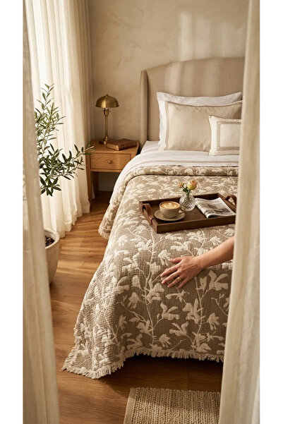 Nilyso Home Double-Sided Padded Jacquard Muslin Bedspread 250X280 cm King Siz...