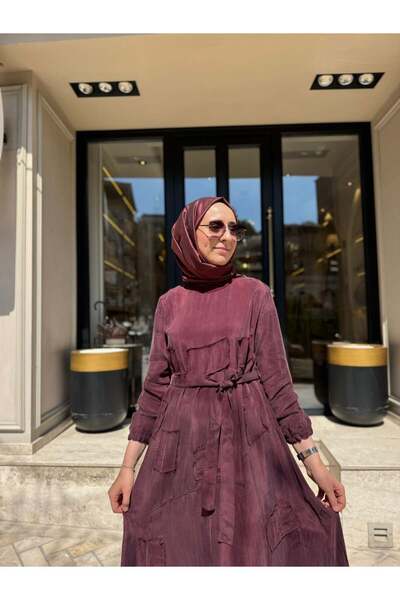 MissWhence 39804 Piece Detail Women's Dress Claret Red