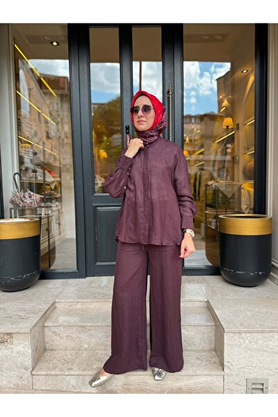 Almarwah Black 101008 Rahat Kesim Kadın Gömlek Bordo