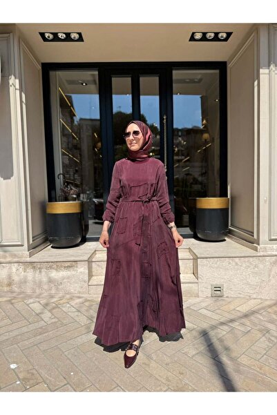MissWhence 39804 Parça Detay Kadın Elbise Bordo