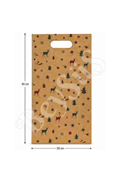 BeySüS حقيبة كرافت بتصميم عيد الميلاد مقاس 30x25 سم عدد 2 قطعة