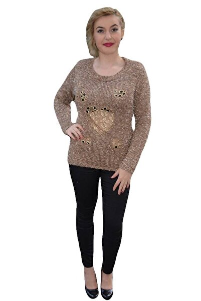 OEM Bluza deosebita de toamna-iarna din material tricotat, nuanta bej
