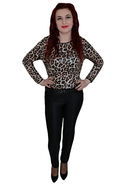 OEM Pantalon chic, nuanta de negru, material usor elastic