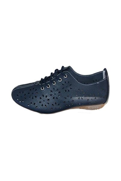 OEM Pantof bleumarin, piele naturala moderna, sireturi fine