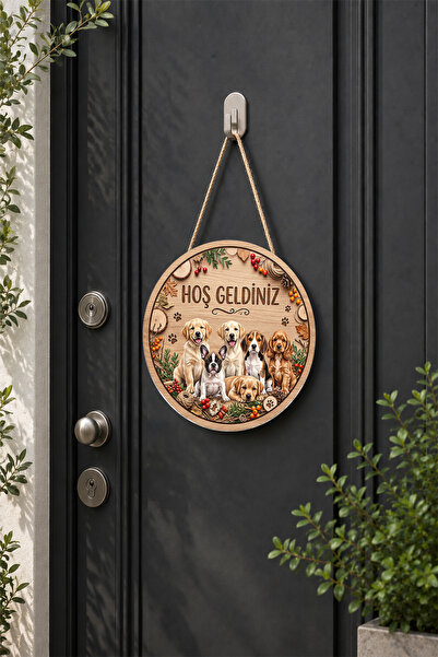 Lucena Wooden Door Ornament with Welcome Written, Puppy Dog Themed Home Gift,...