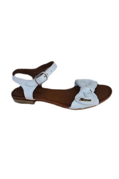 OEM Sanda de culoare alba, cu model de bareta lata cu funda mare